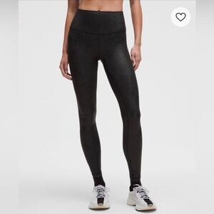 Lululemon - High-Waisted Black Leggings - Matte Foil